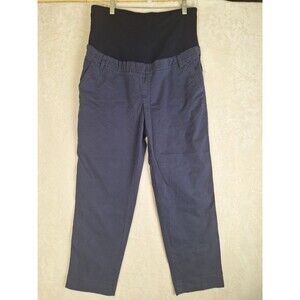 Gap Maternity Straight Khaki Size 10 Navy Stretch Waist Band Pockets Belt Loops